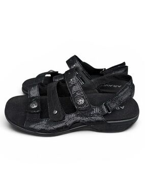 Aravon PC Three Strap Black Sandals Size 8 B